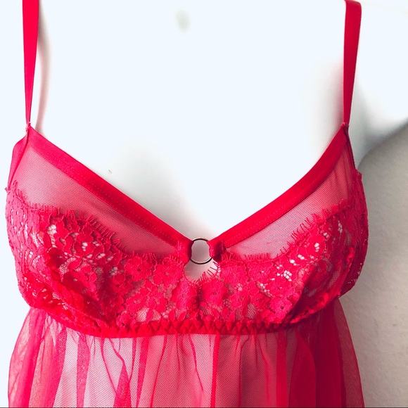 VICTORIA SECRET LACE TRIM MESH BABYDOLL.SIZE S - Picture 4 of 6
